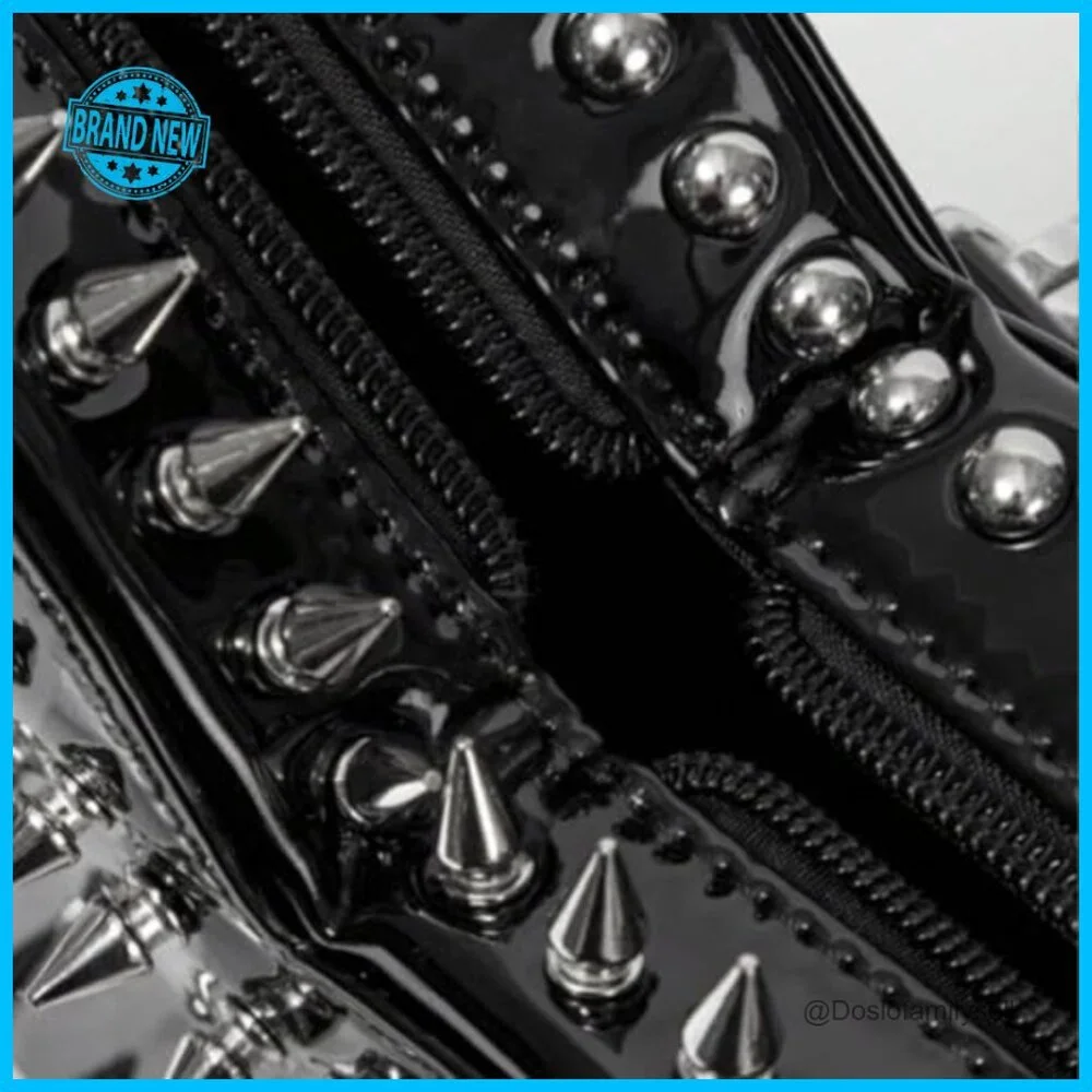 Heart Studded Backpack Punk Style Crossbody Purse Faux Leather Y2K Chic - Picture 5 of 7